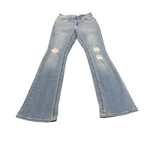 Y Jeans Y2K Distressed Flare Bootcut Jeans Light Wash‎ Juniors 3/4